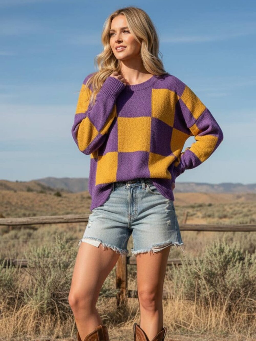 Gameday Checker Sweater Top by Sewn + Seen